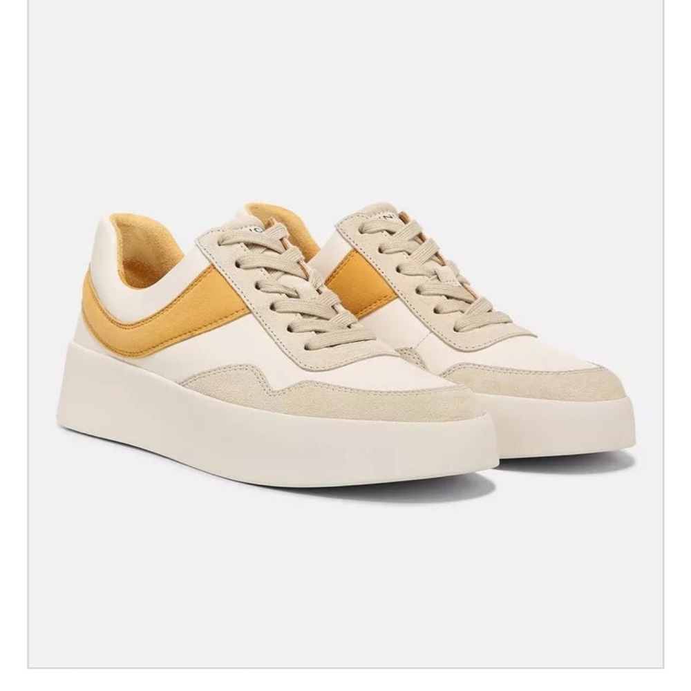 NWT Vince Warren Court Leather Suede Sneaker Papayamu size 6 1/2